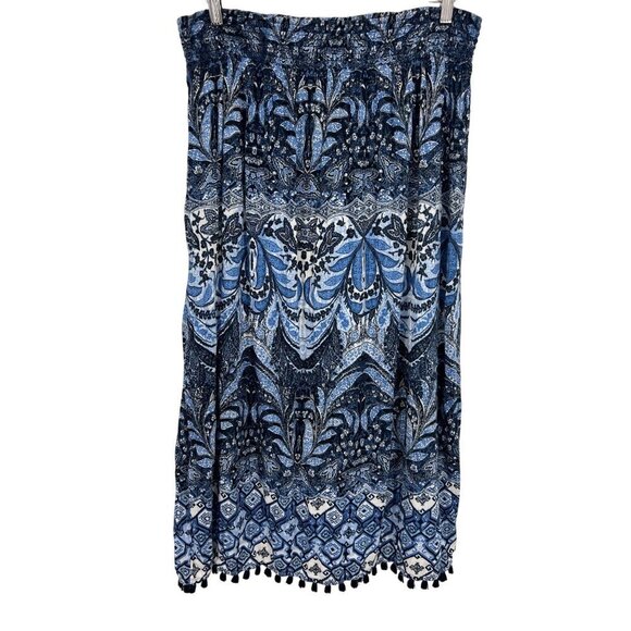 J. Jill Dresses & Skirts - J. Jill Womens Blue Black Women Skirt Size Small S Midi Maxi Ruch Waist New